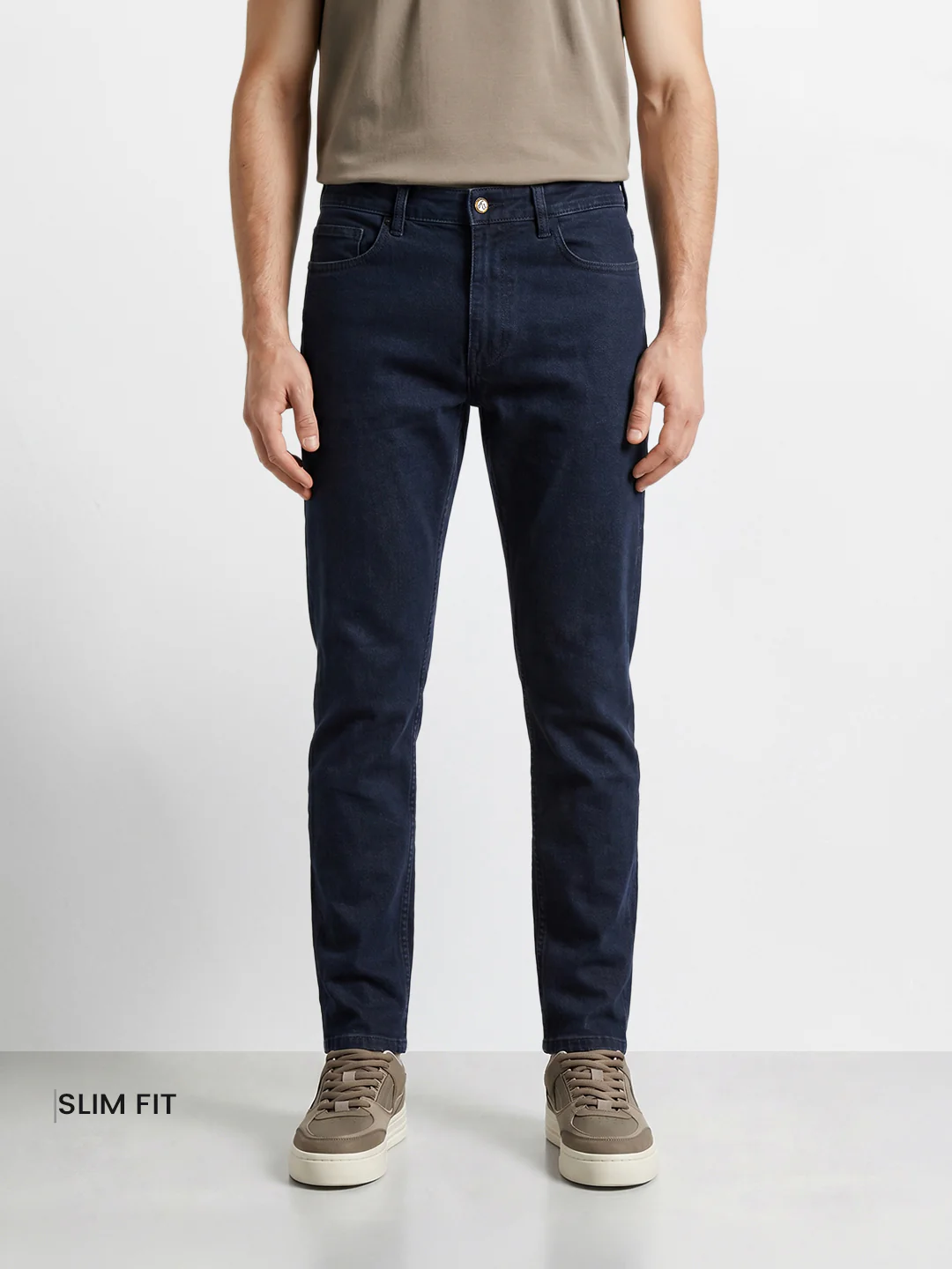 Men's Blue Slim Fit Solid Casual Jeans - Image 2