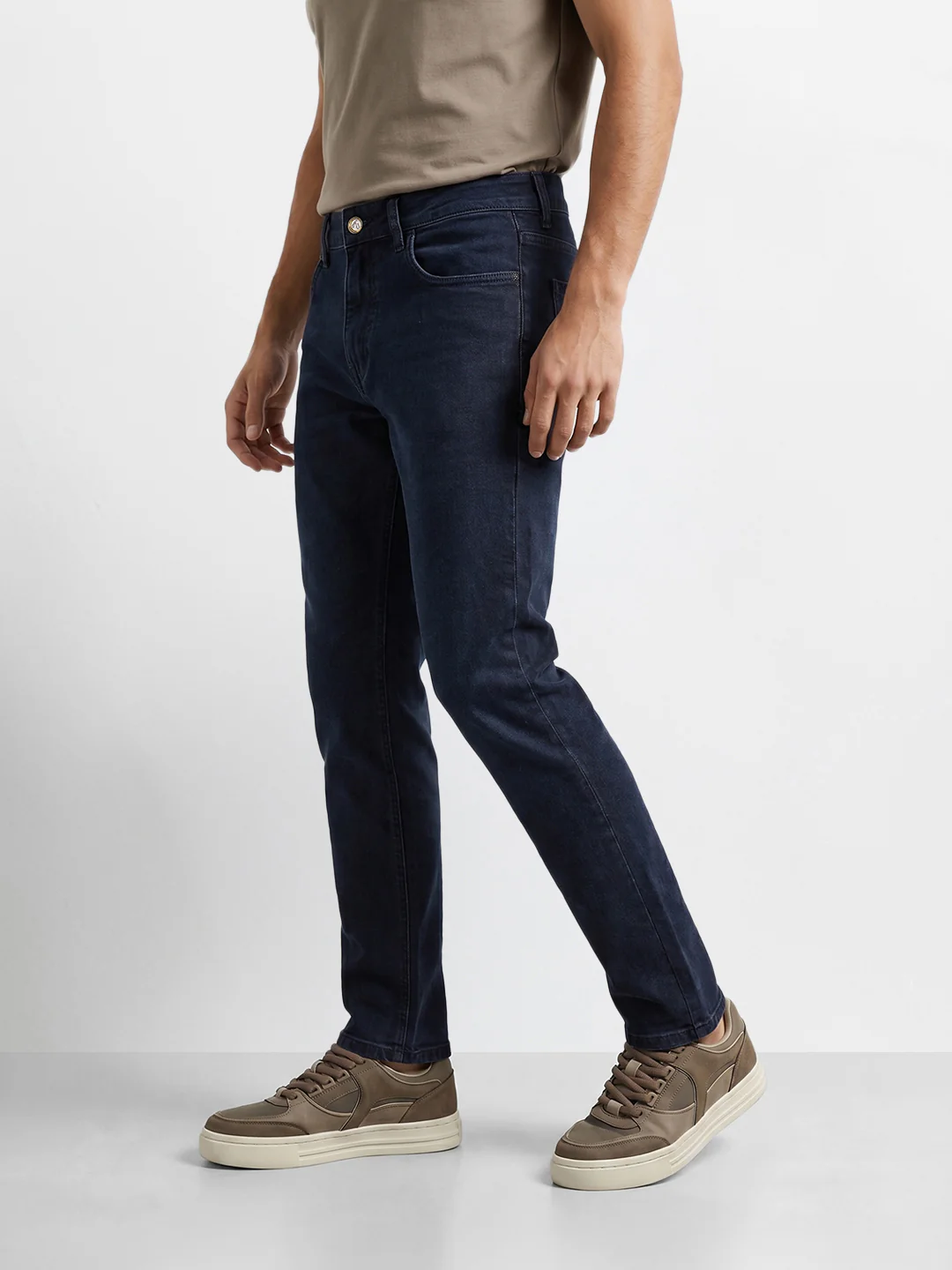 Men's Blue Slim Fit Solid Casual Jeans - Image 3