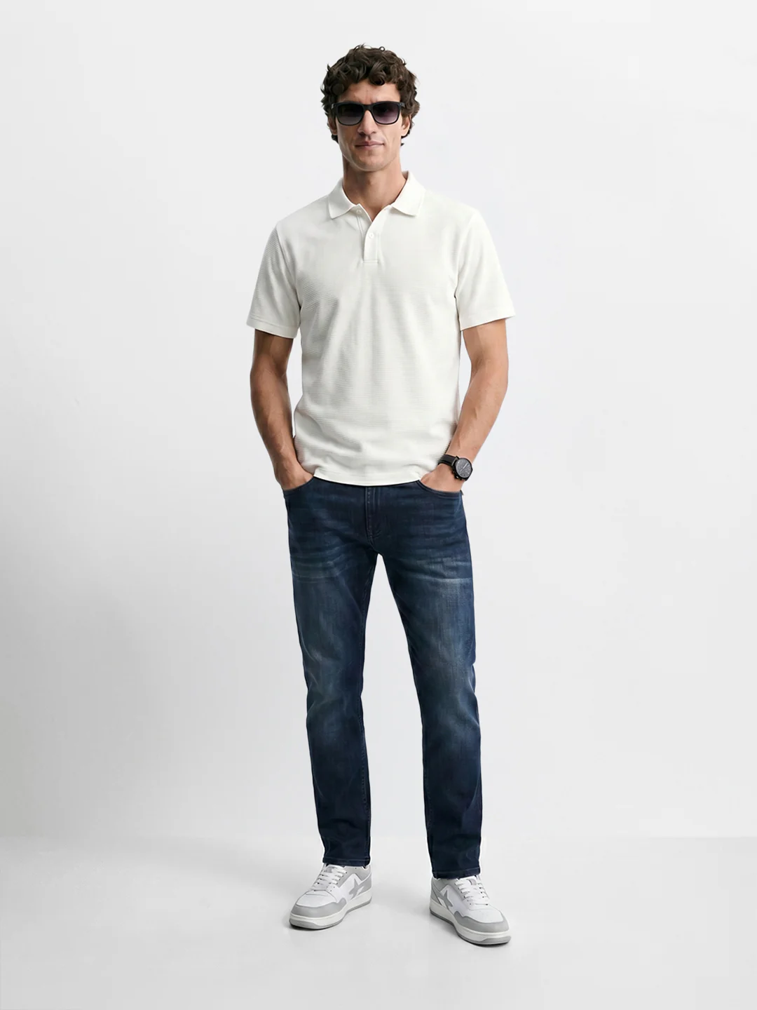 Men's Blue Slim Fit Solid Casual Jeans - Image 6