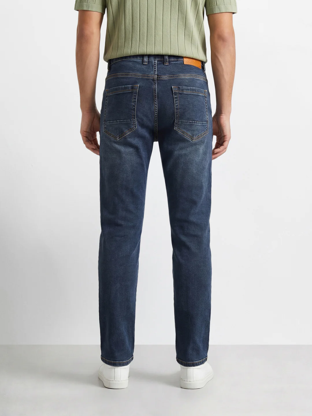 Men's Blue Slim Fit Solid Casual Jeans - Image 5