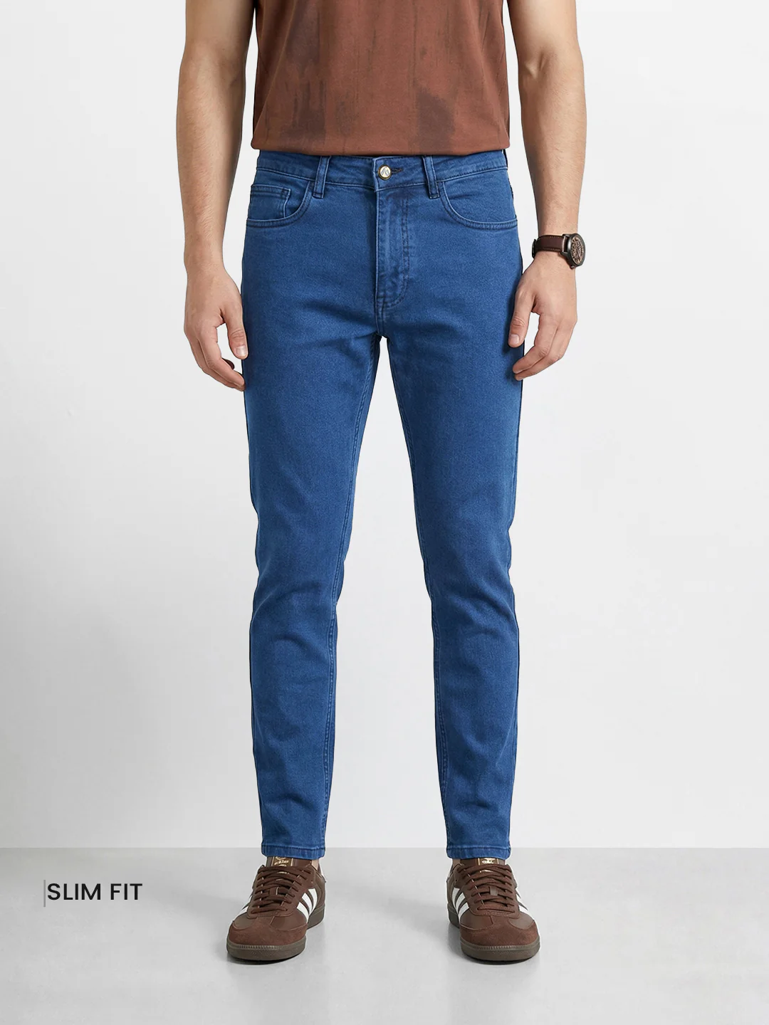 Men's Blue Slim Fit Solid Casual Jeans