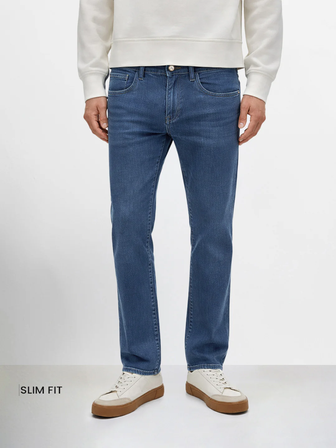 Men's Blue Slim Fit Solid Casual Jeans