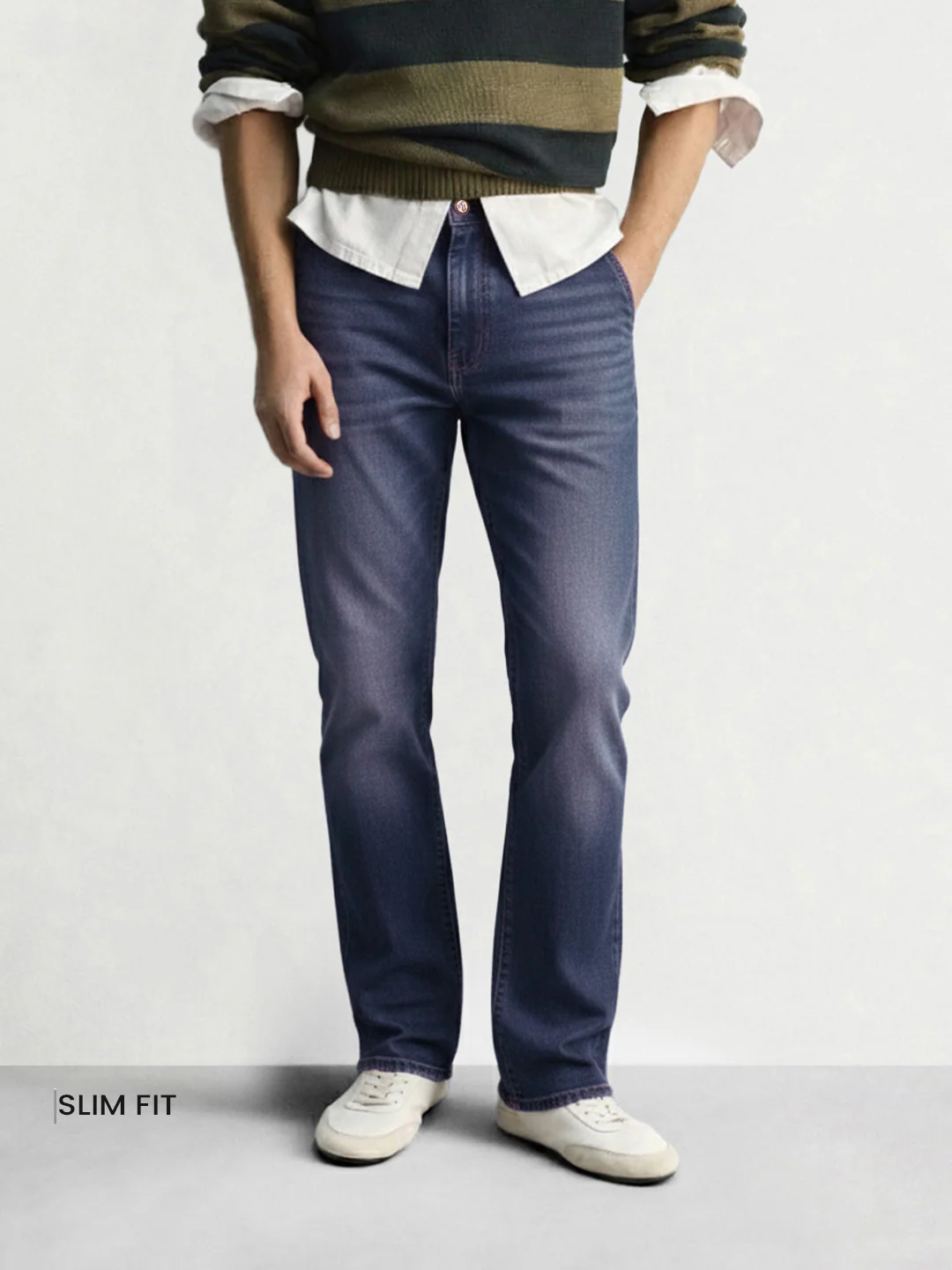 Men's Blue Slim Fit Solid Casual Jeans