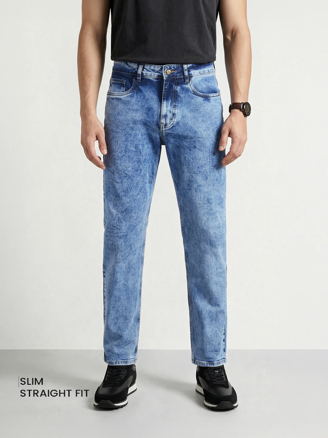 Men's Blue Slim Fit Solid Casual Jeans