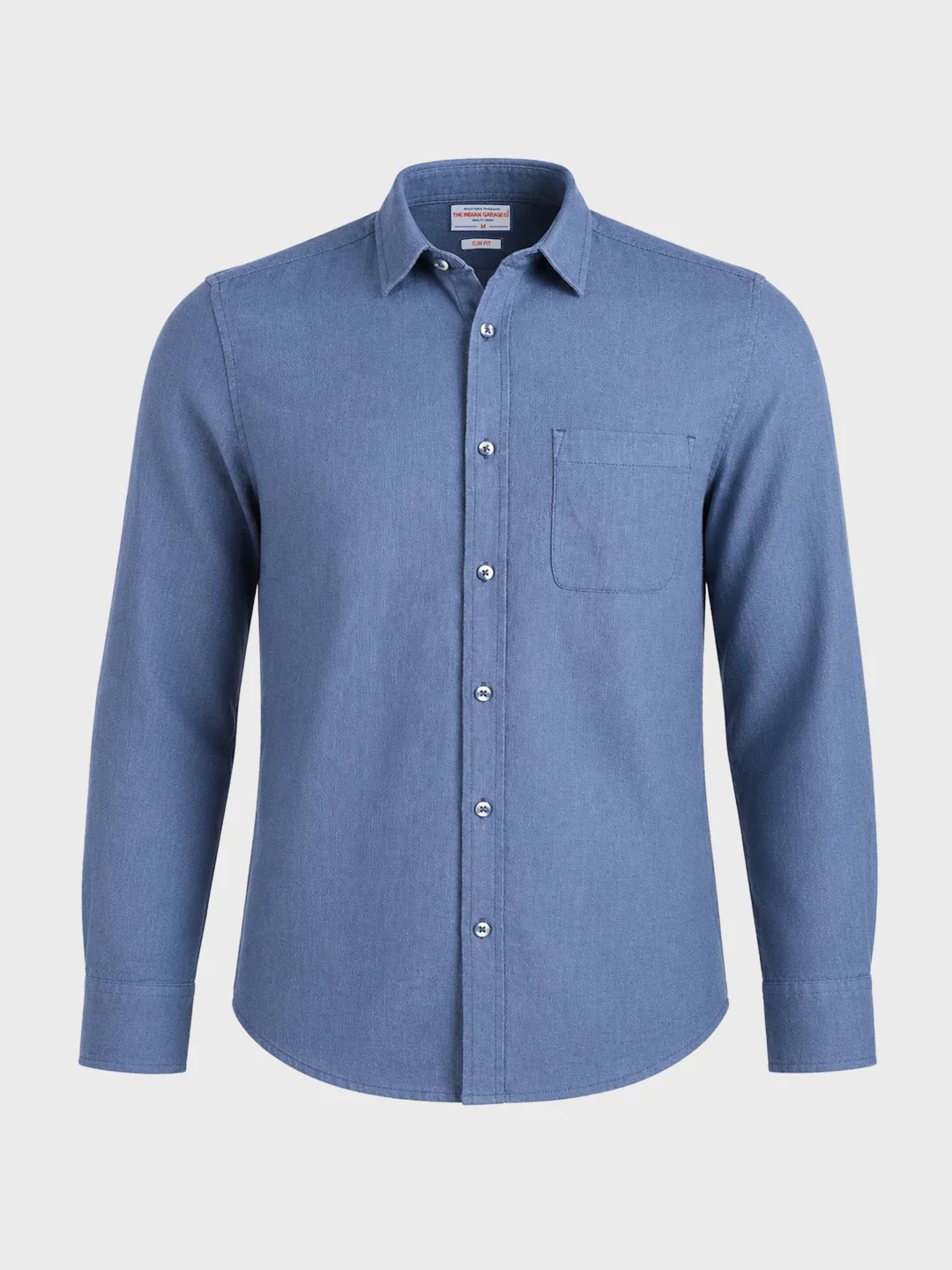 Men's Blue Slim Fit Solid Casual Shirt - Image 6
