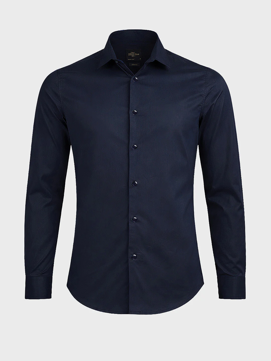 Men's Navy Blue Slim Fit Solid Casual Shirt - Image 4