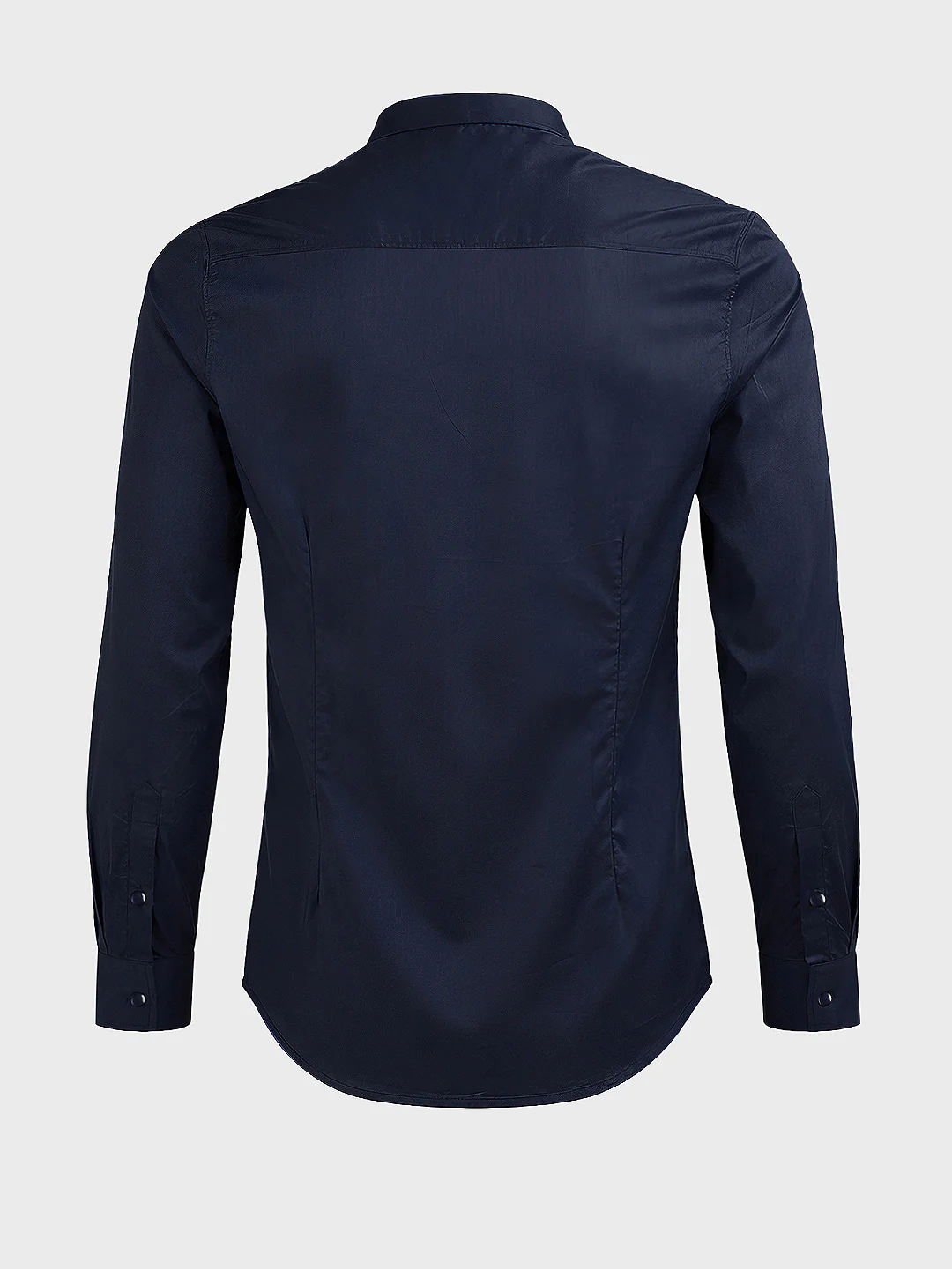Men's Navy Blue Slim Fit Solid Casual Shirt - Image 5