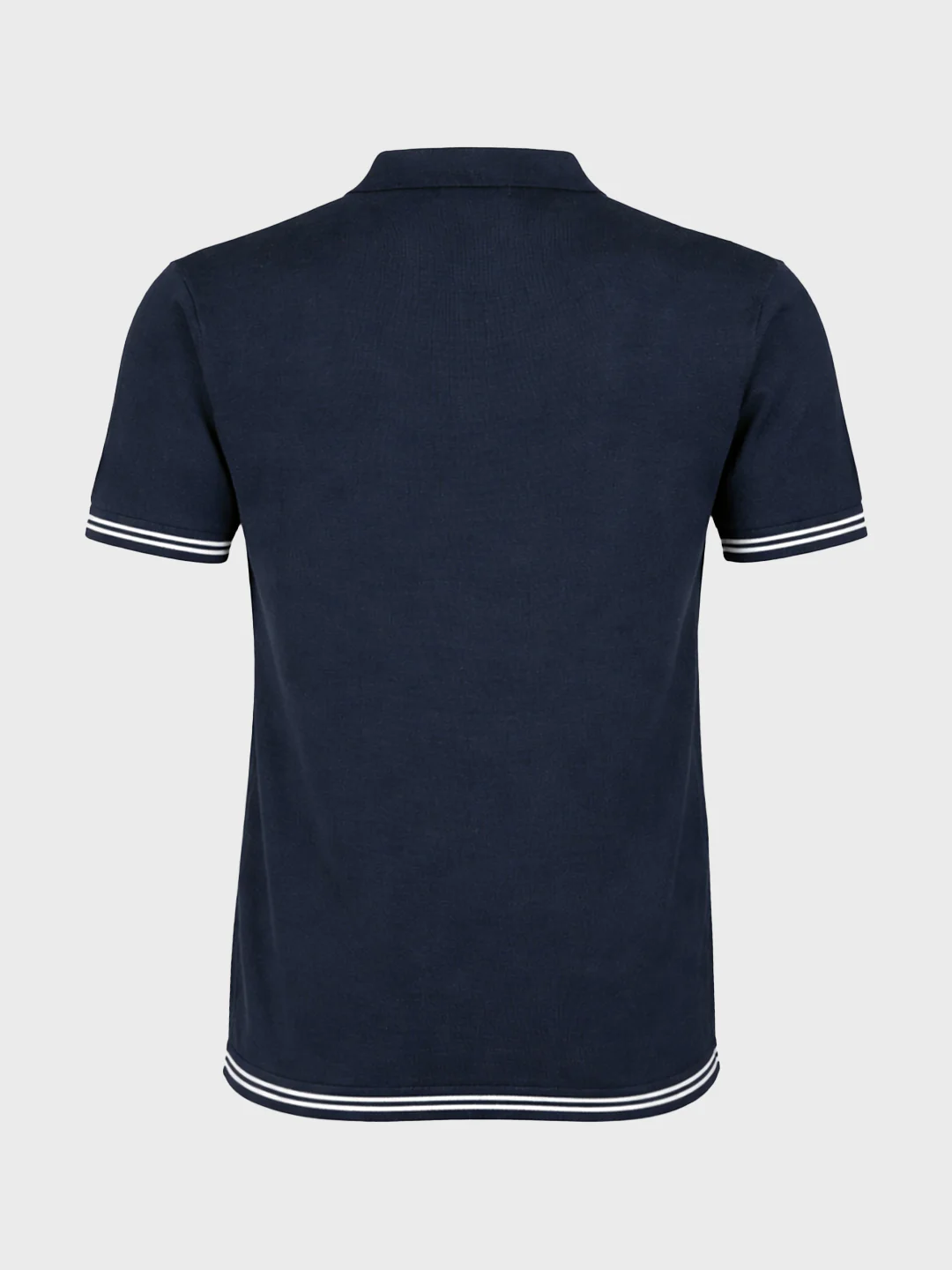 Men's Navy Blue Slim Fit Solid Flat Knit Polo T-Shirt - Image 6