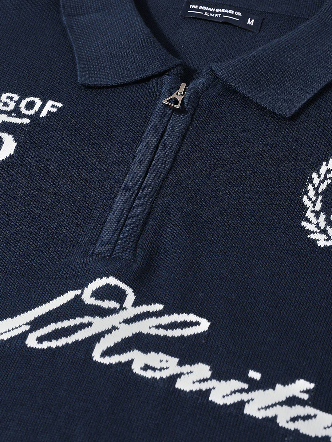 Men's Navy Blue Slim Fit Solid Casual Polo T-Shirt - Image 3