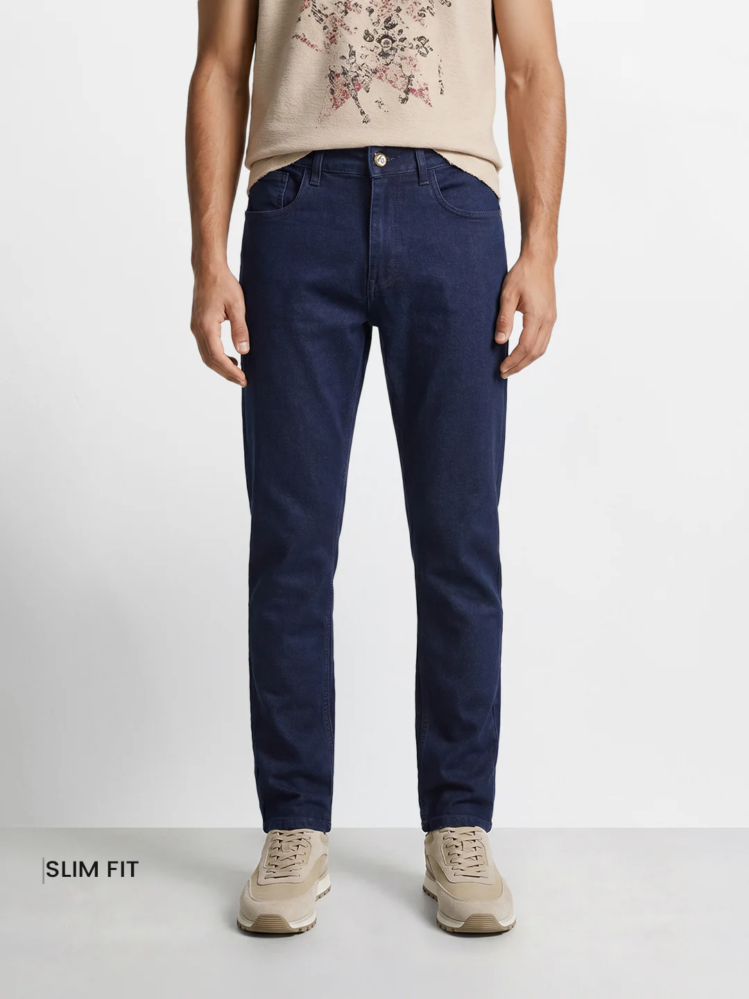 Men's Blue Slim Fit Solid Casual Jeans - Image 2