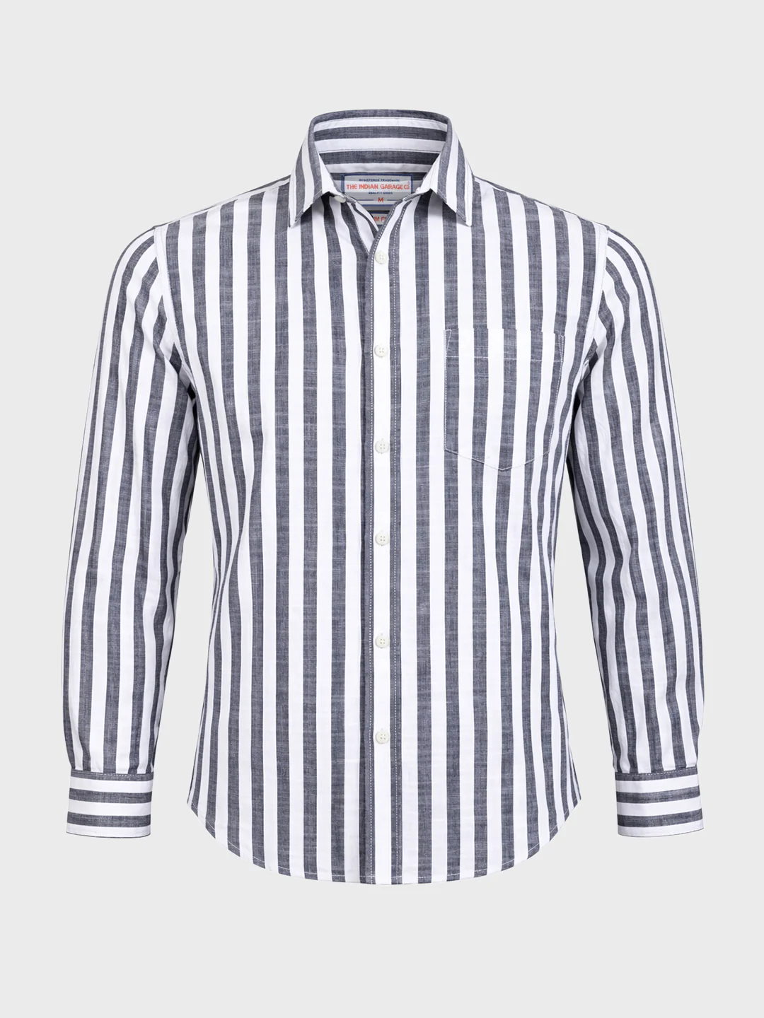 Men's Navy Blue Slim Fit Striped Casual Shirt - Image 6