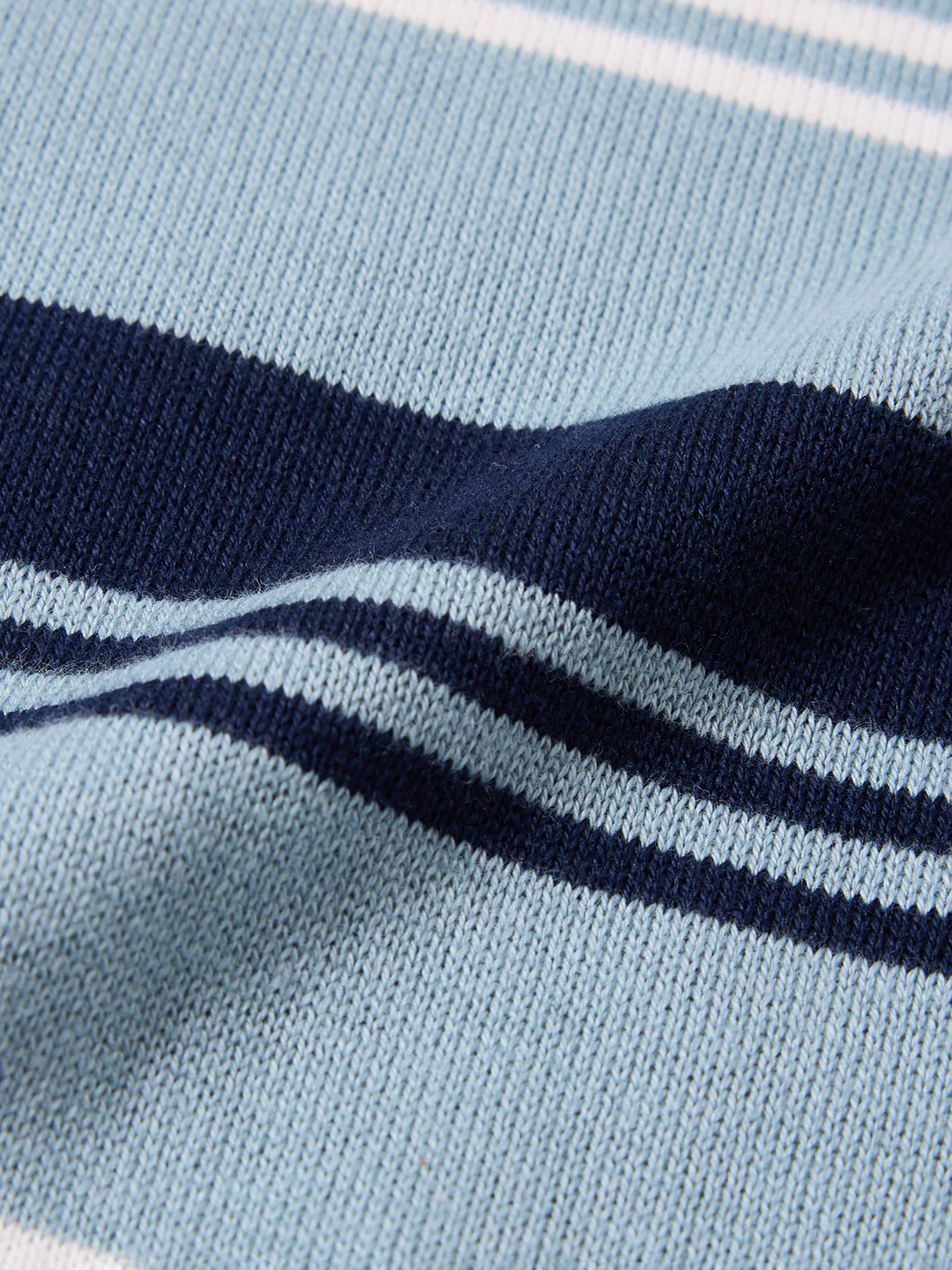 Men's Navy Blue Slim Fit Striped Flat Knit Polo T-Shirt - Image 7