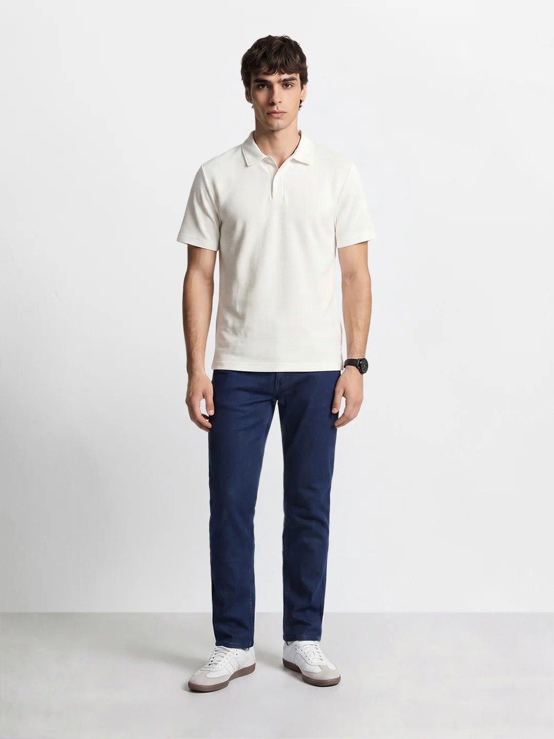 Men's Blue Slim Straight Fit Solid Casual Jeans - Image 6