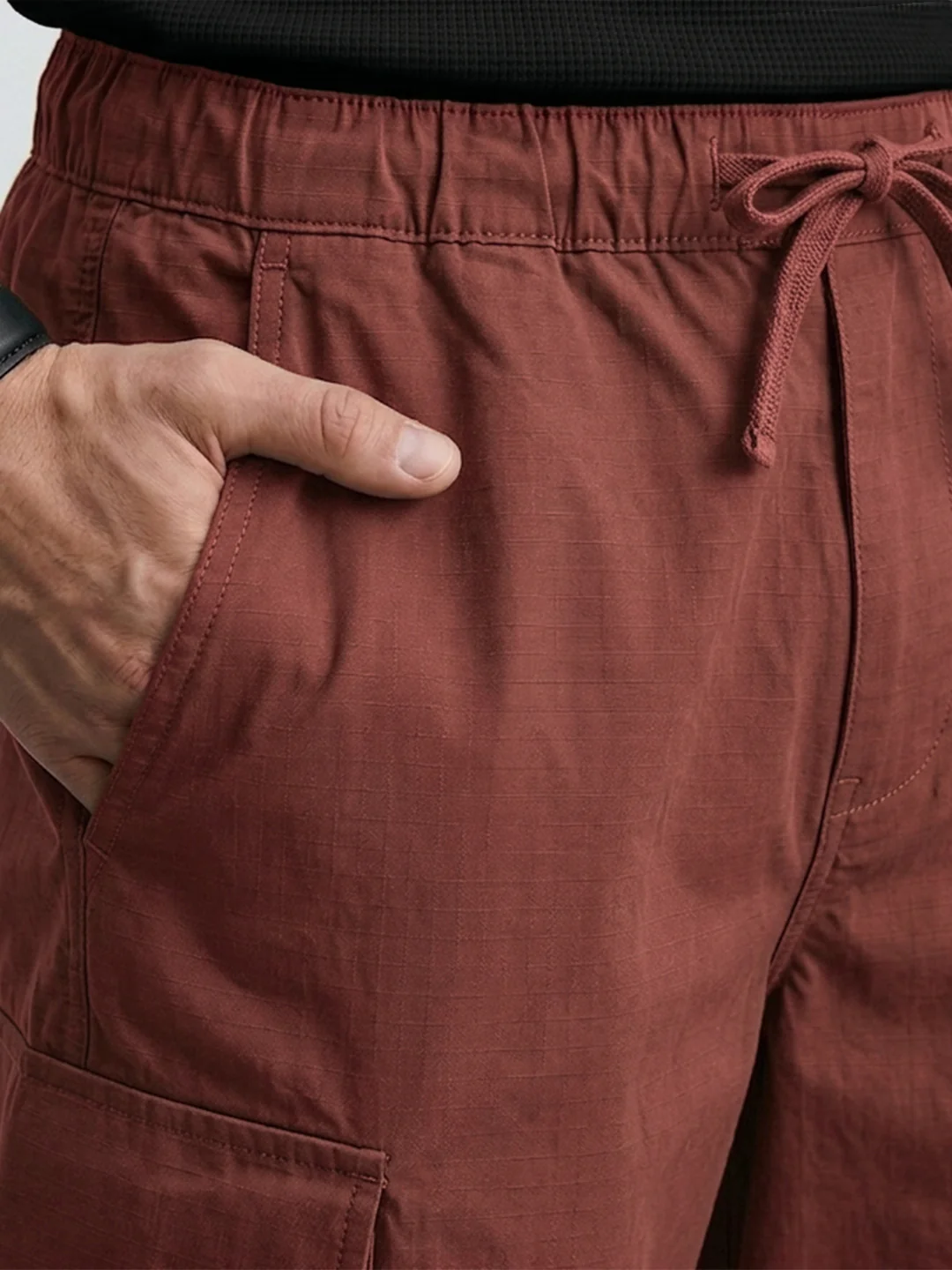 Men's Brown Baggy Fit Solid Utility Joggers - Image 3