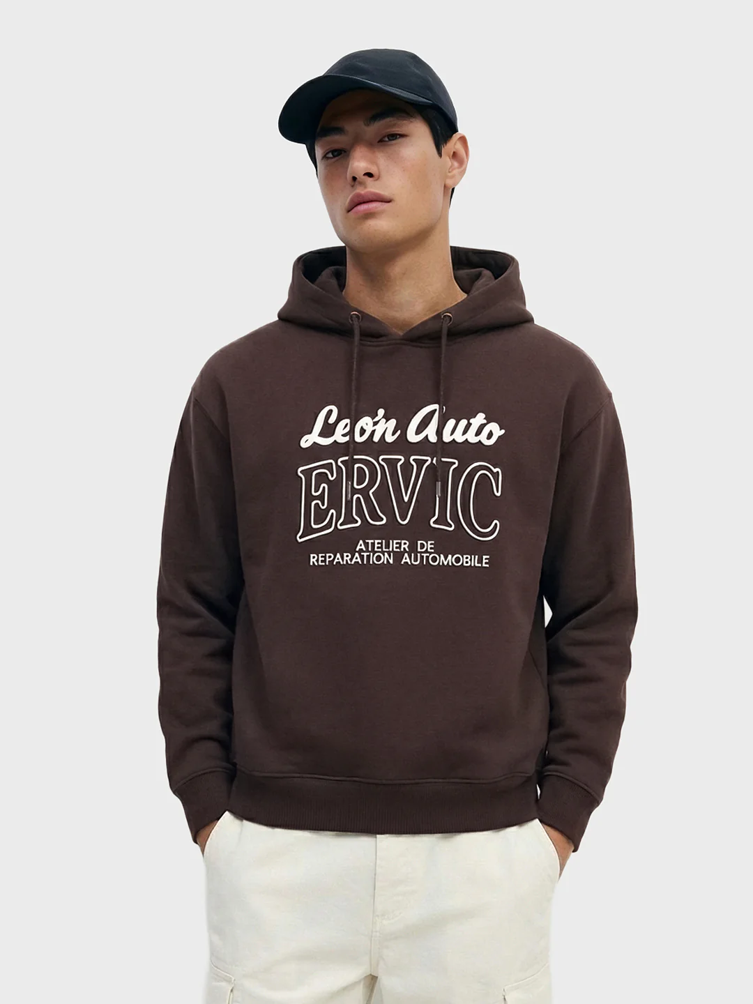 Men's Brown Boxy Fit Printed Casual Sweatshirt