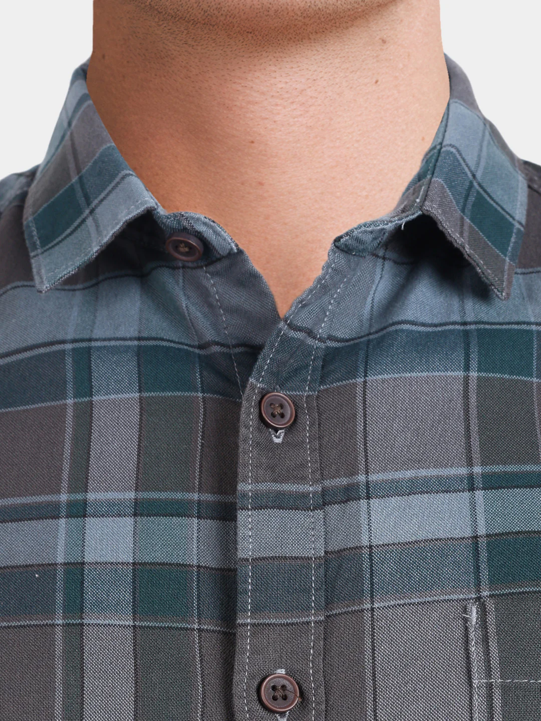 Men's Brown Slim Fit Checkered Casual Shirt - Image 3
