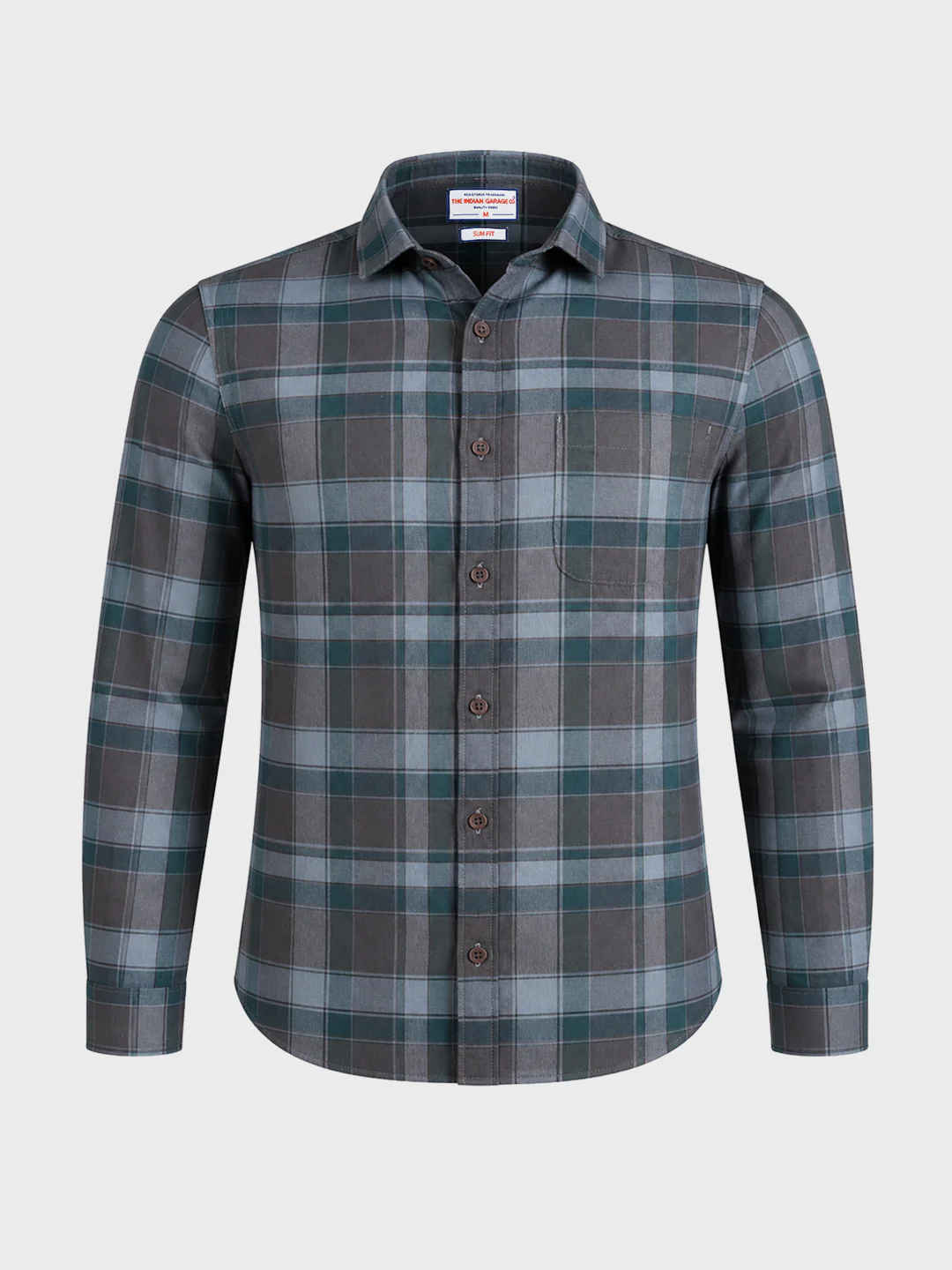 Men's Brown Slim Fit Checkered Casual Shirt - Image 6