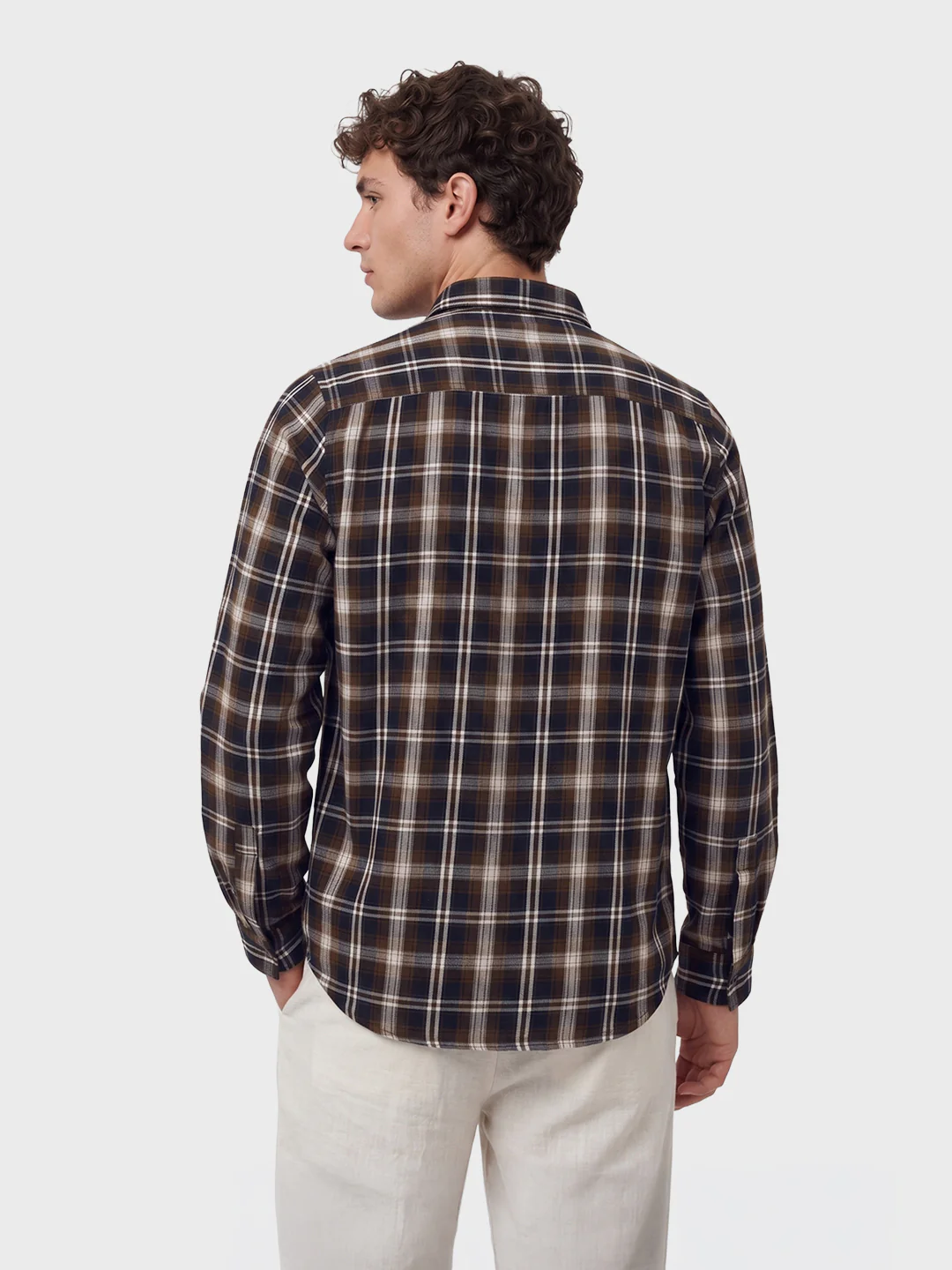 Men's Brown Regular Fit Checkered Casual Shirts - Image 5