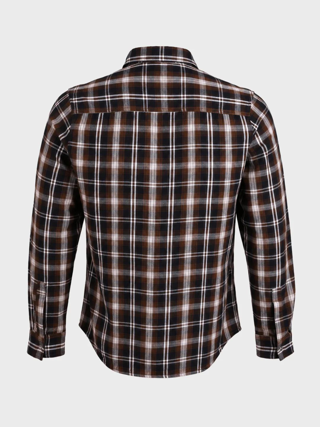 Men's Brown Regular Fit Checkered Casual Shirts - Image 7