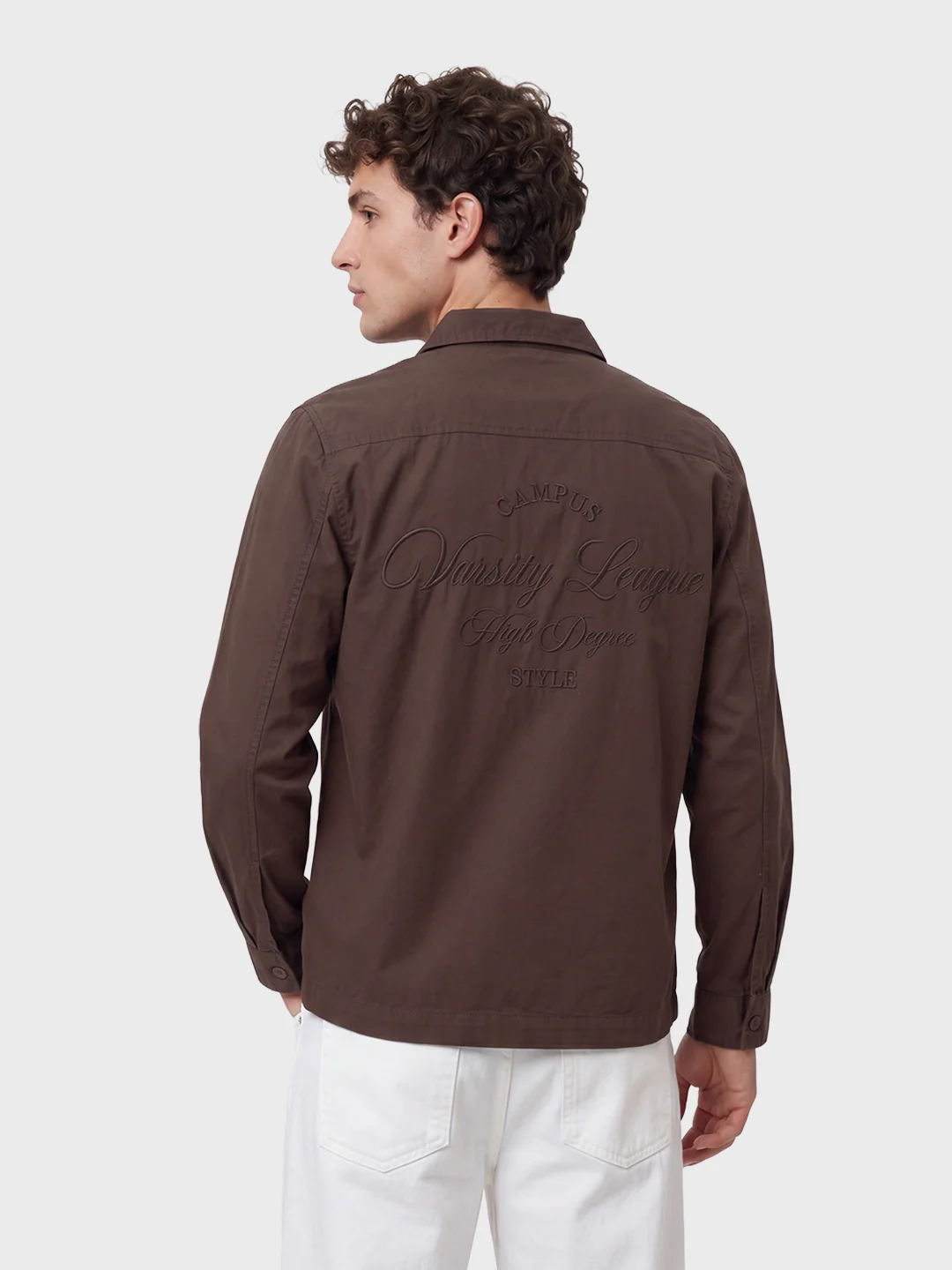 Men's Brown Regular Fit Embroidered Casual Shirts - Image 5