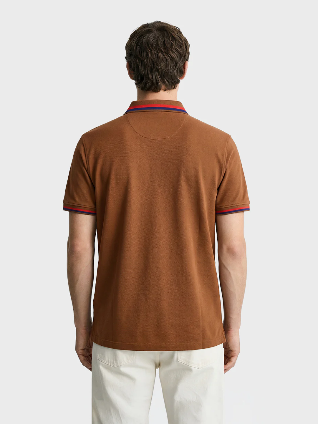 Men's Brown Regular Fit Solid Casual Polo T-Shirts - Image 5