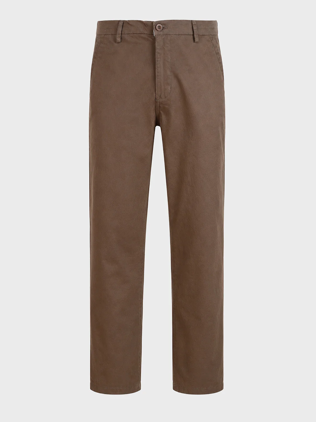 Men's Brown Regular Fit Solid Casual Chinos - Image 7