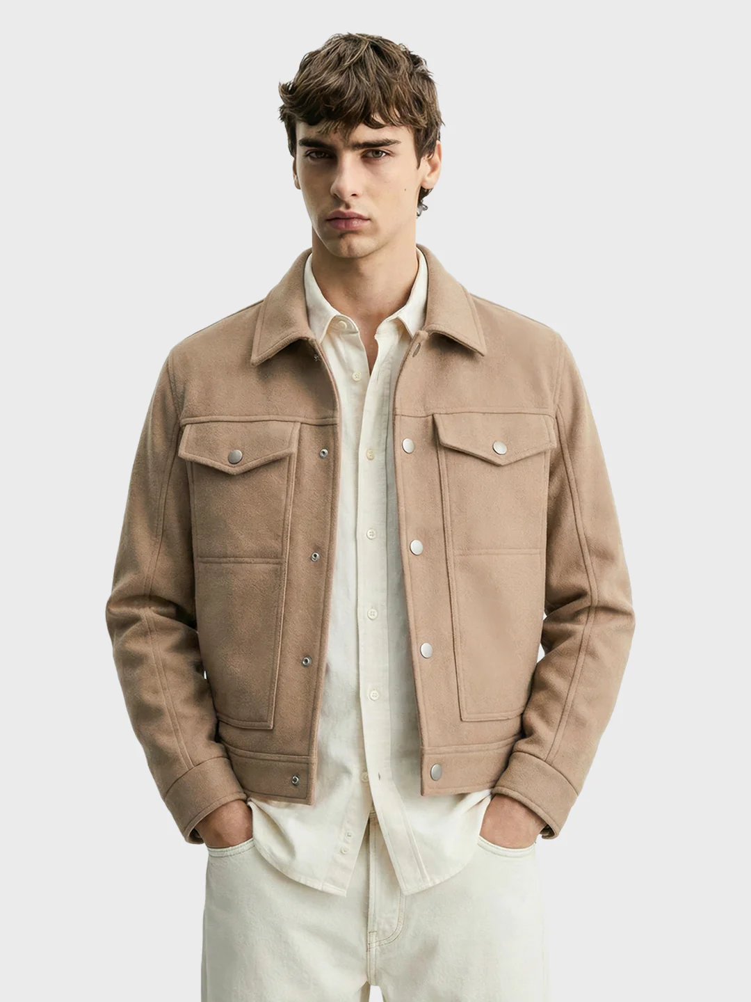 Men's Brown Regular Fit Solid Casual Biker Jacket