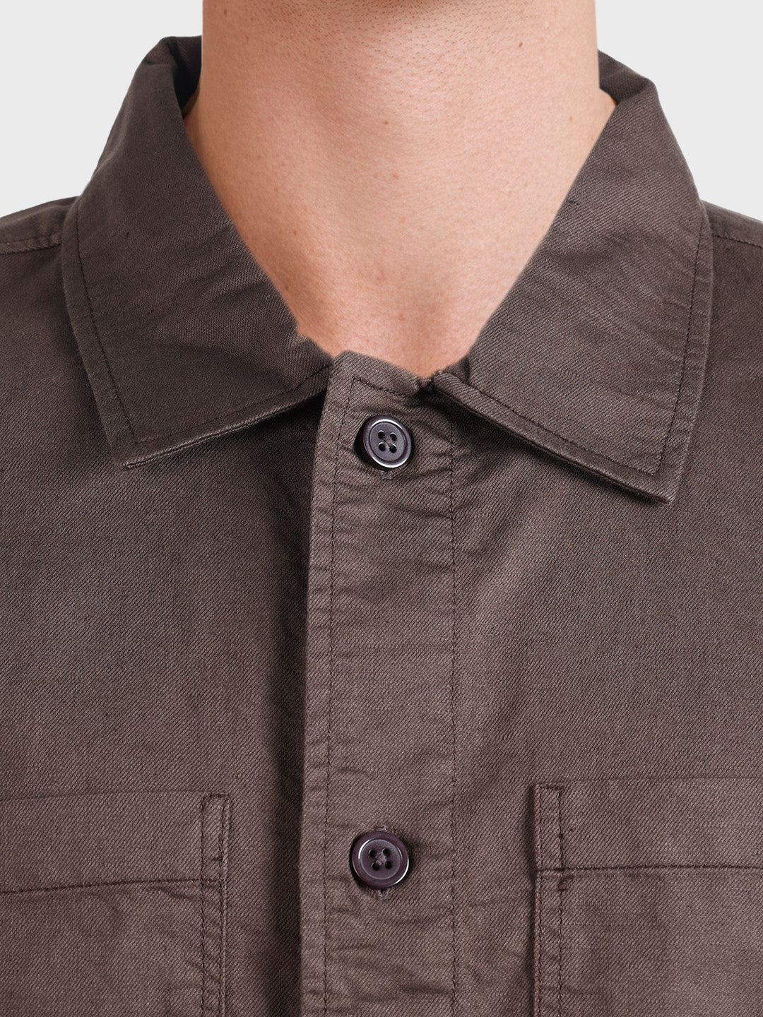 Men's Brown Oversized Fit Solid Casual Shirt - Image 3