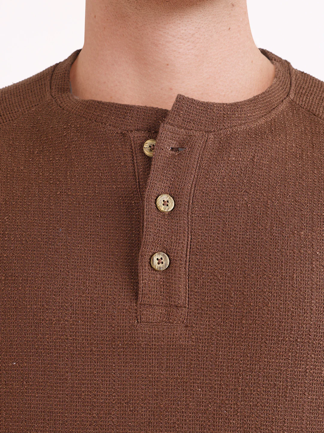 Men's Brown Regular Fit Solid Casual T-Shirt - Image 3