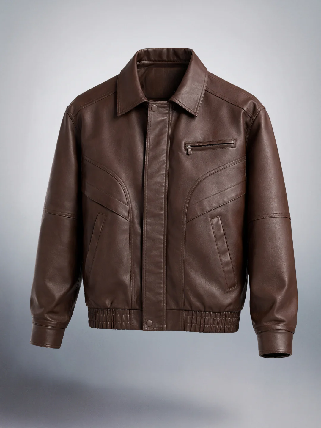 Men's Brown Relaxed Fit Solid Casual Bomber Jacket - Image 4