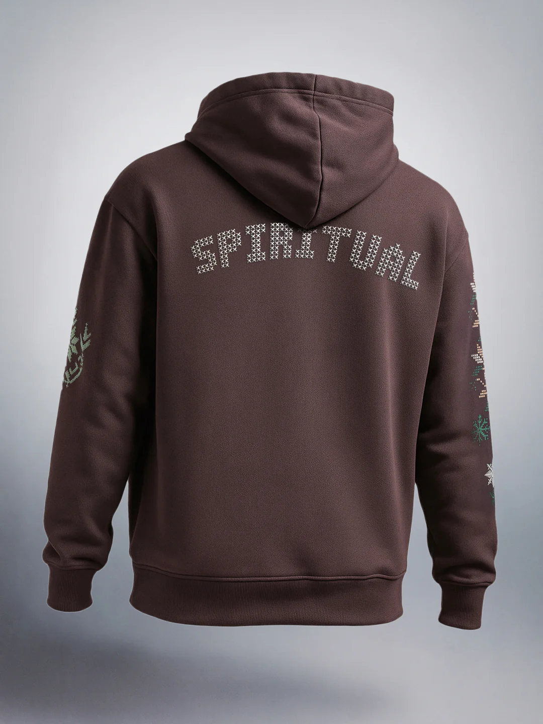 Men's Brown Relaxed Fit Embroided Casual Sweatshirt - Image 5
