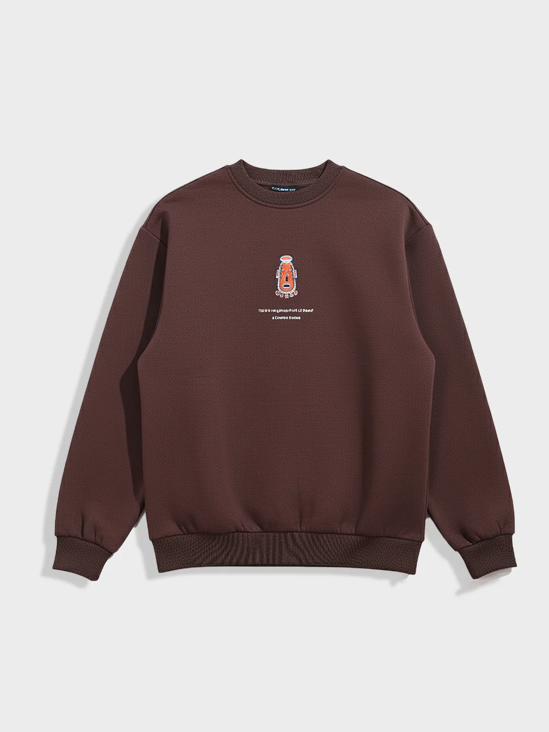 Men's Brown Relaxed Fit Embroided Casual Sweatshirt - Image 4