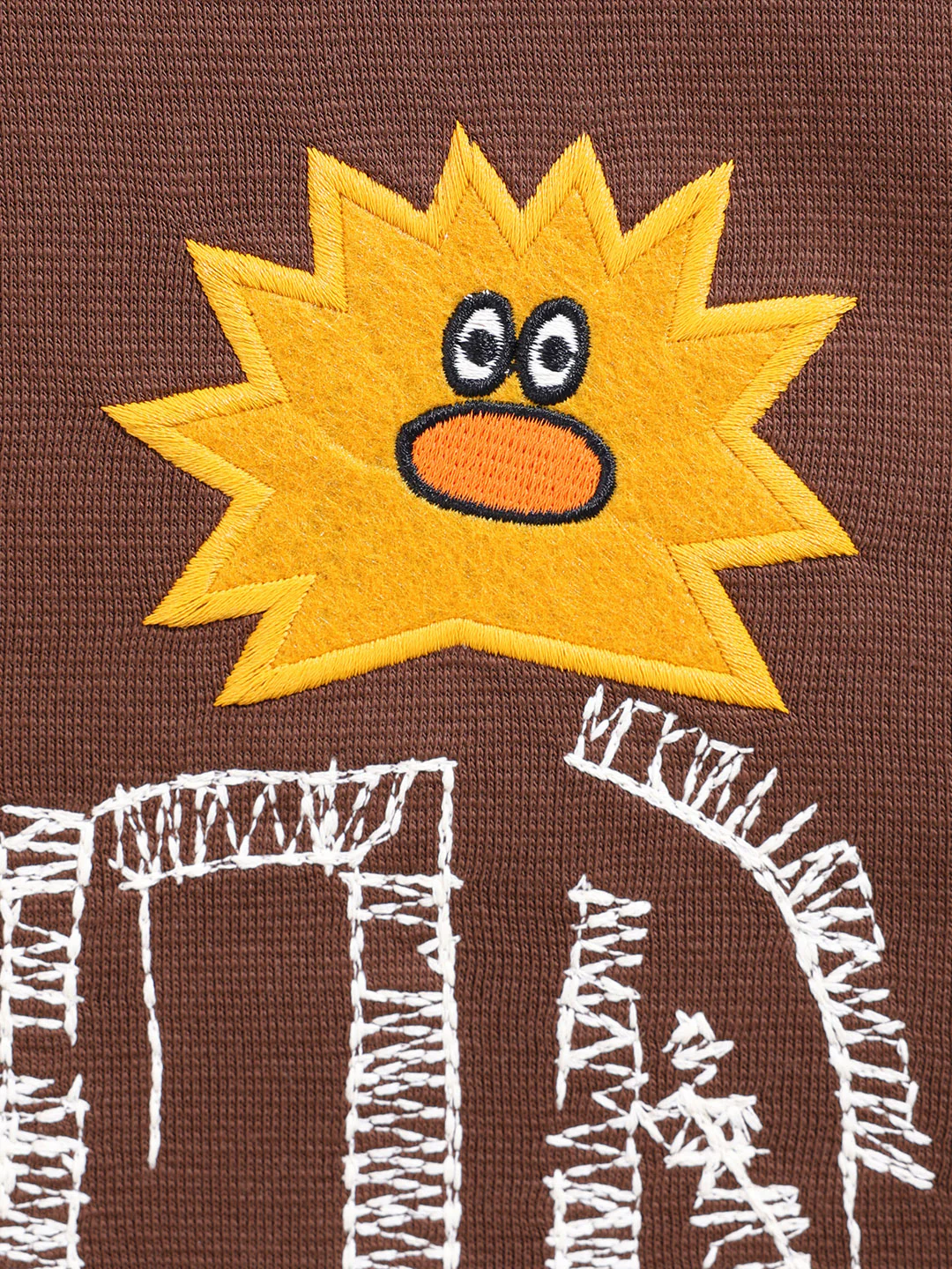 Men's Brown Relaxed Fit Embroided Casual Sweatshirt - Image 3