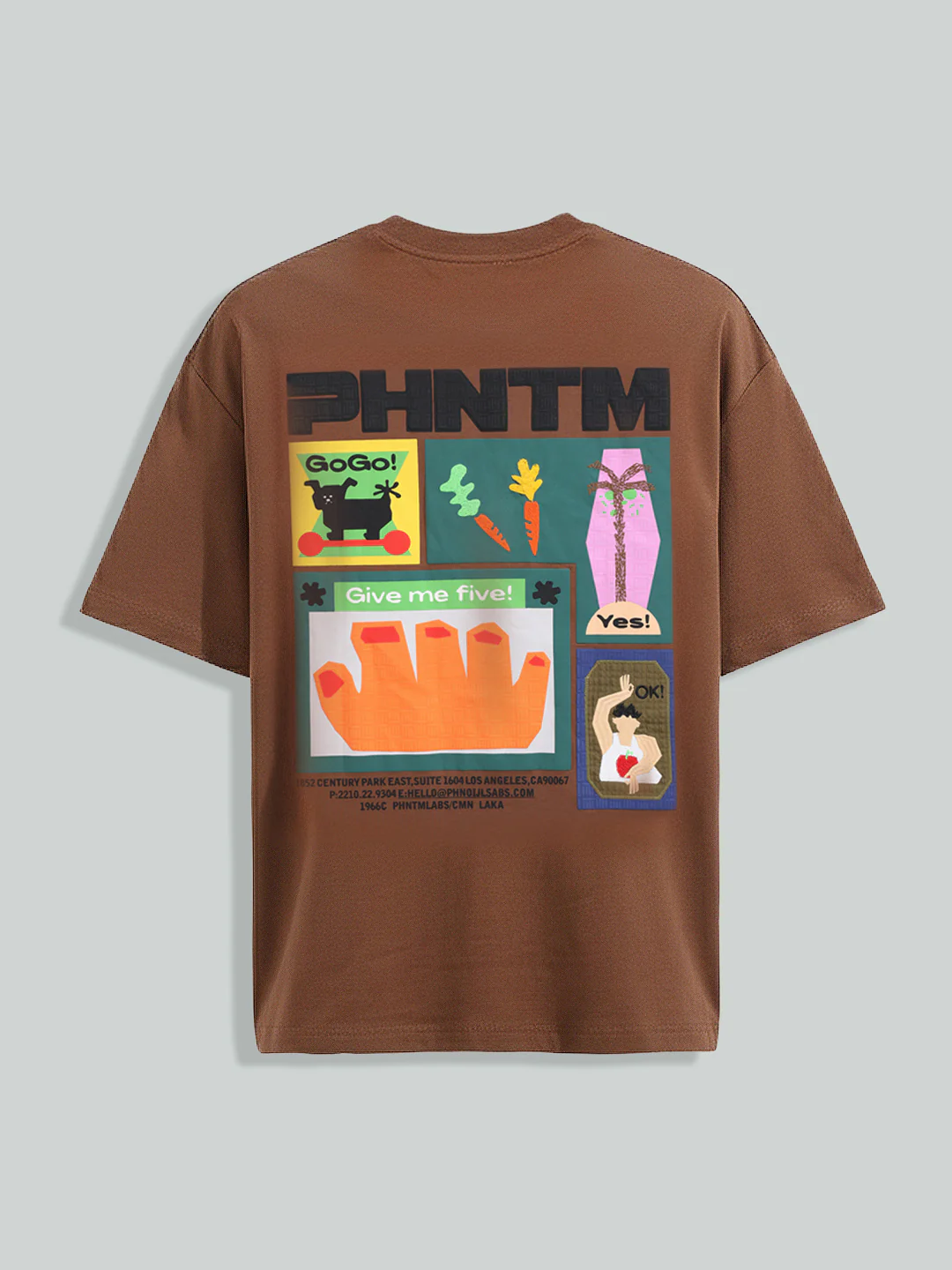 Men's Brown Relaxed Fit Embroided 240 GSM Casual T-Shirt - Image 4
