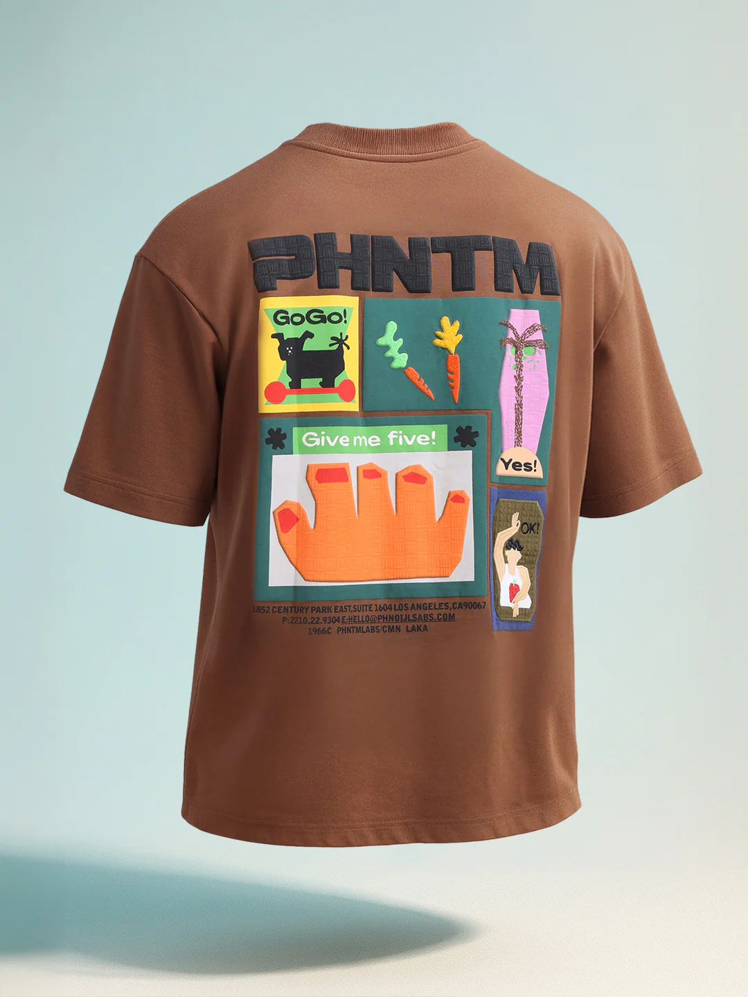 Men's Brown Relaxed Fit Embroided 240 GSM Casual T-Shirt - Image 9