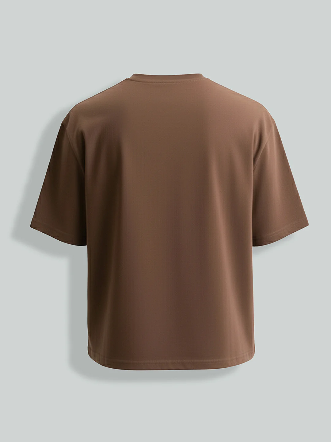 Men's Brown Relaxed Fit Embroided 240 GSM Casual T-Shirt - Image 5
