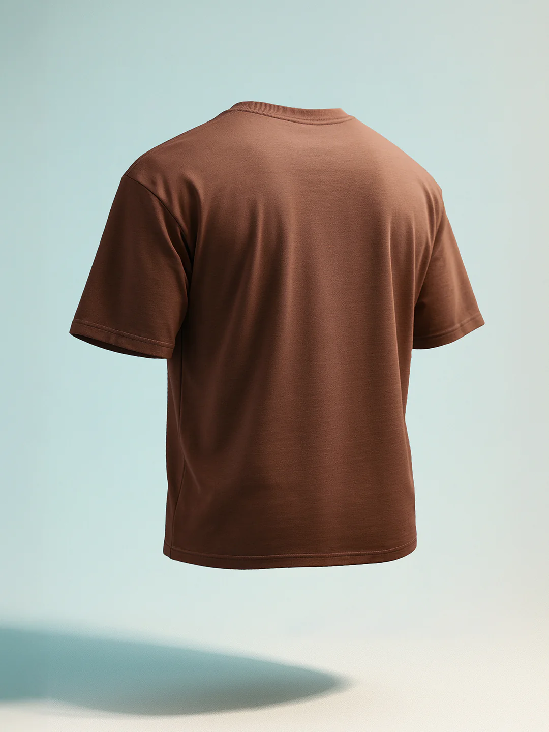 Men's Brown Relaxed Fit Embroided 240 GSM Casual T-Shirt - Image 9