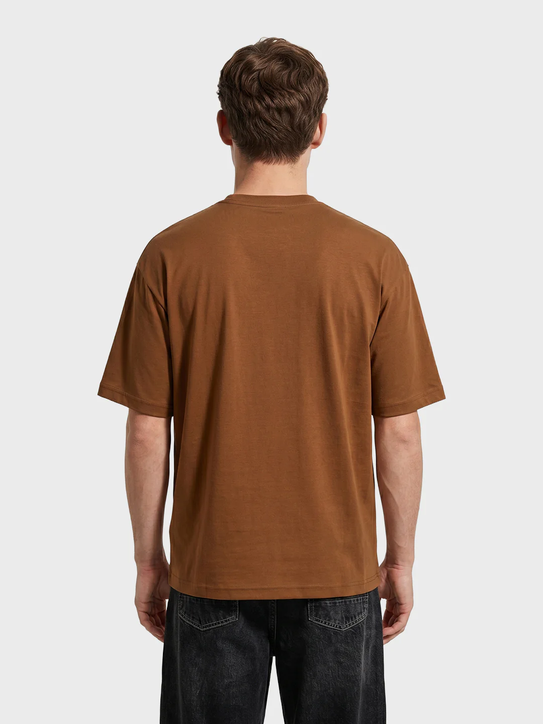 Men's Brown Relaxed Fit Graphic Printed 240 GSM Casual T-Shirt - Image 5