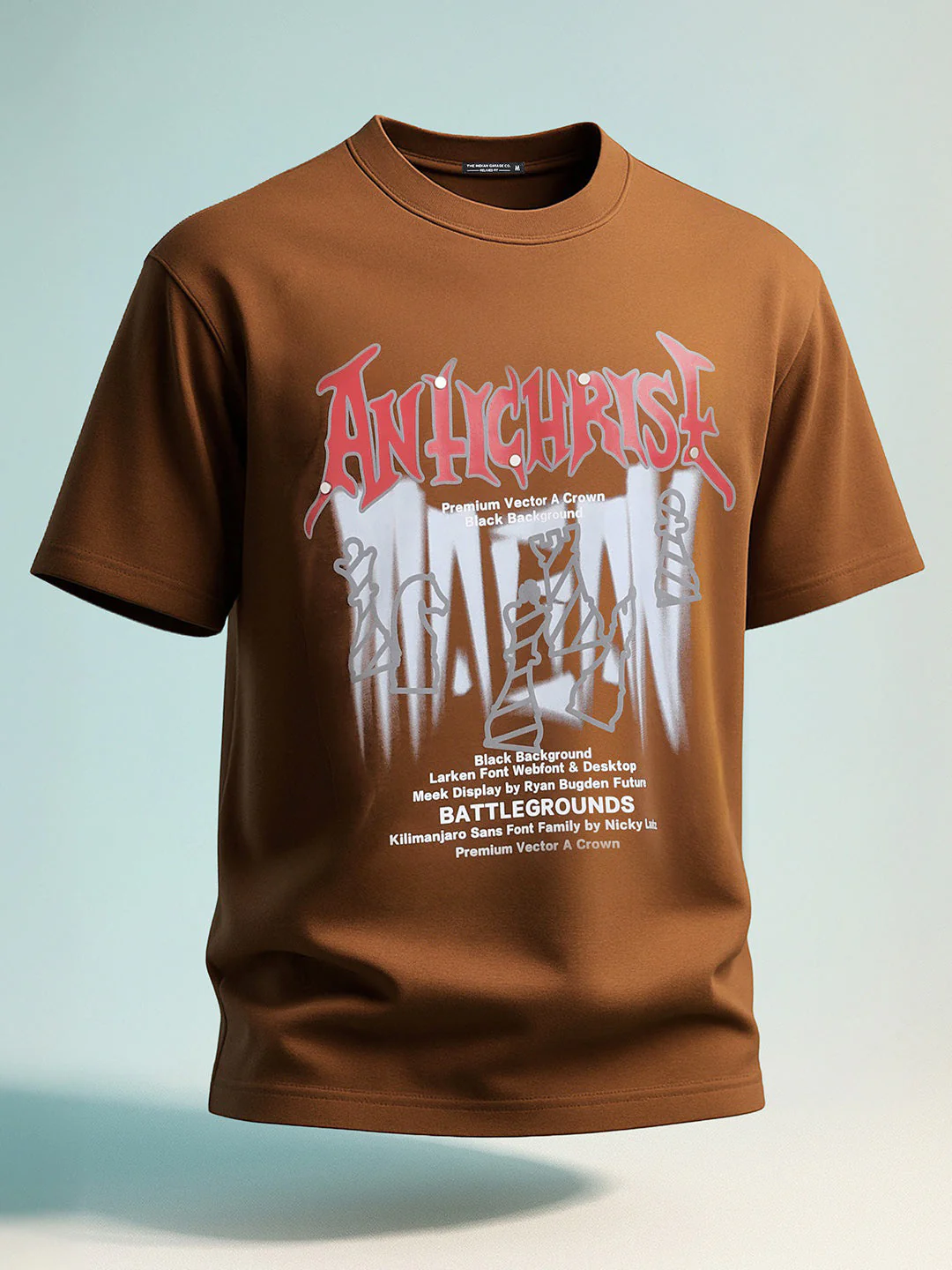 Men's Brown Relaxed Fit Graphic Printed 240 GSM Casual T-Shirt - Image 6