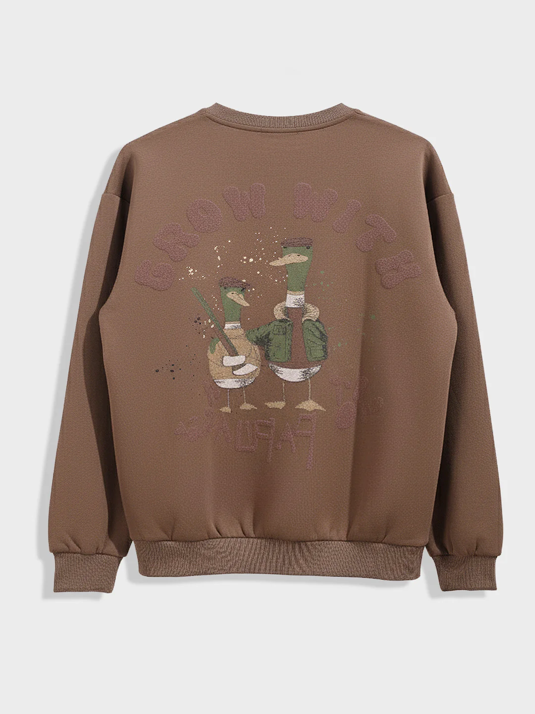 Men's Brown Relaxed Fit Graphic Printed Casual Sweatshirt - Image 5