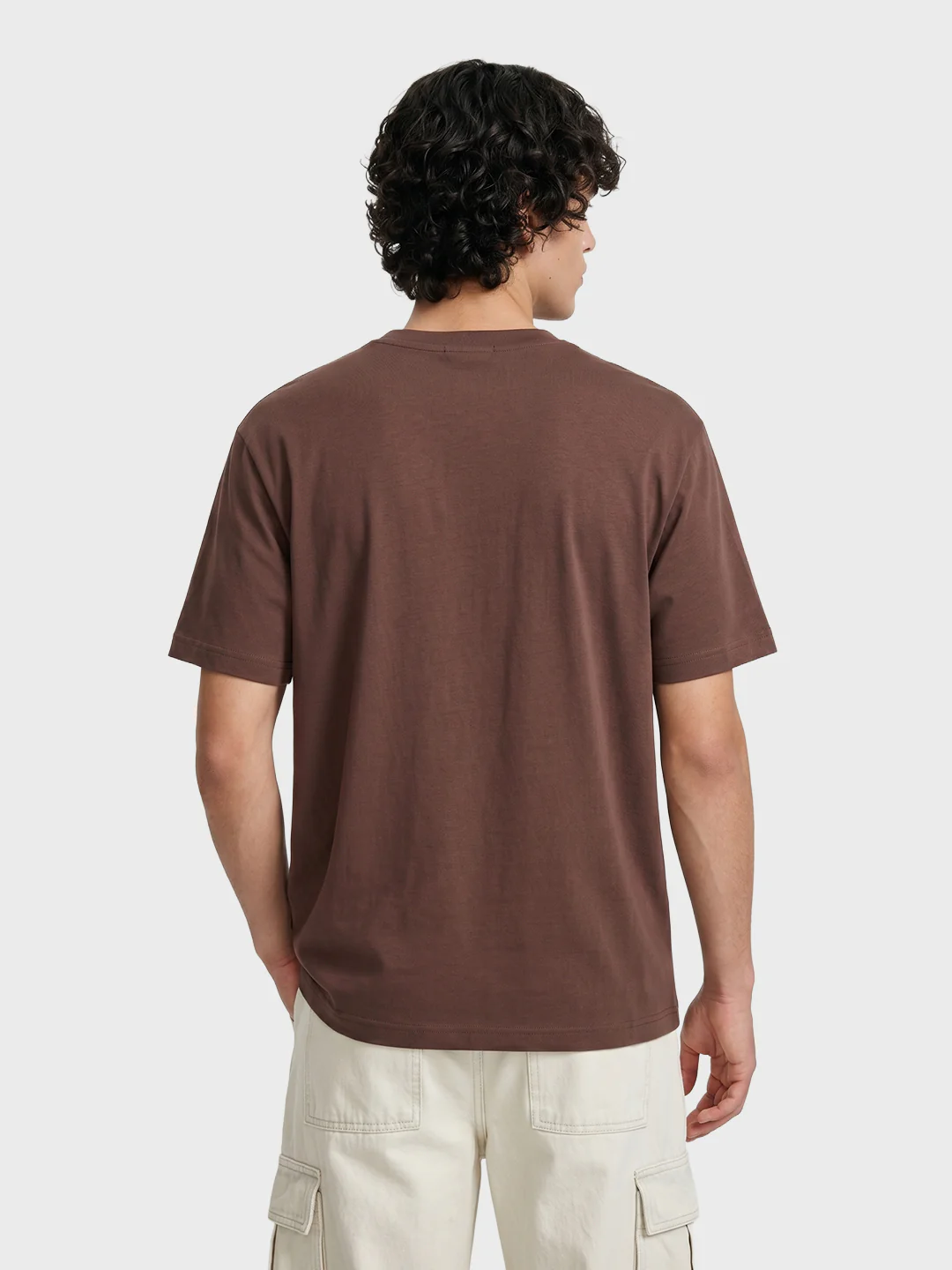 Men's Brown Relaxed Fit Graphic Printed Casual T-Shirt - Image 5