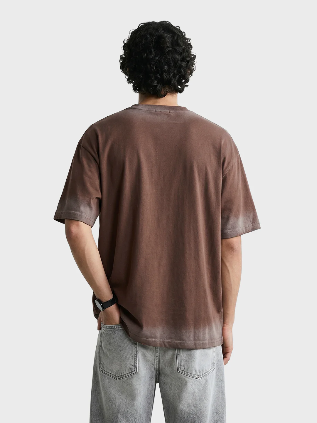 Men's Brown Relaxed Fit Graphic Printed 240 GSM Street Wear T-Shirt - Image 5