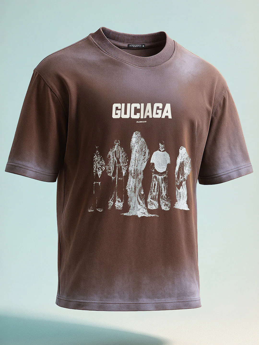 Men's Brown Relaxed Fit Graphic Printed 240 GSM Street Wear T-Shirt - Image 6