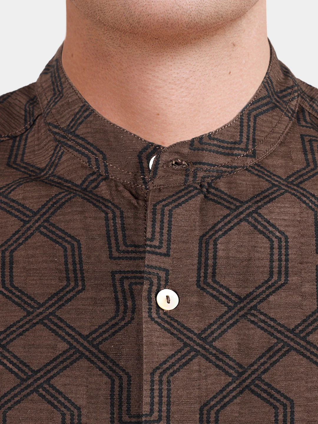 Men's Brown Relaxed Fit Printed Casual Shirt - Image 3
