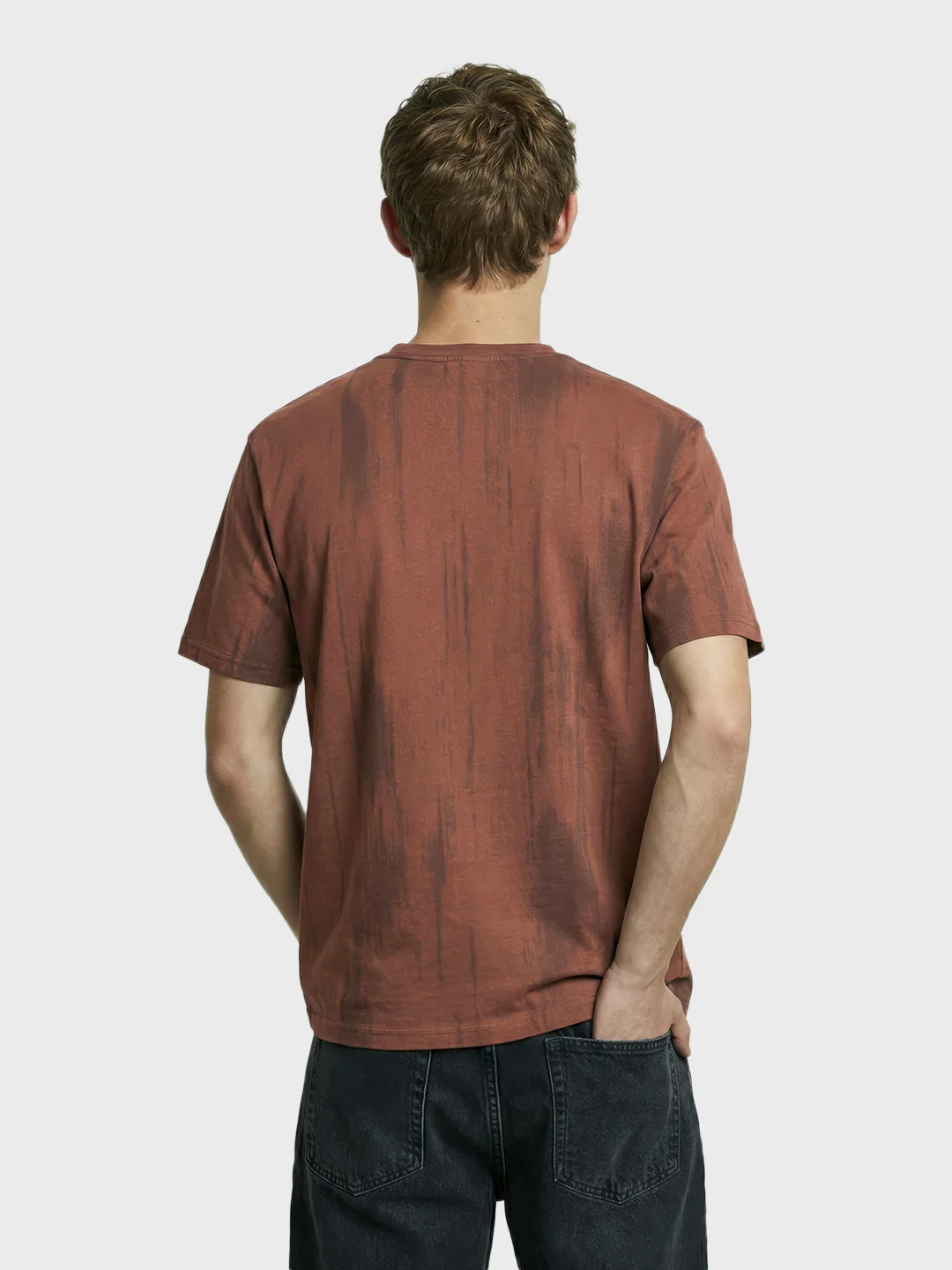 Men's Brown Relaxed Fit Printed Casual T-Shirts - Image 4