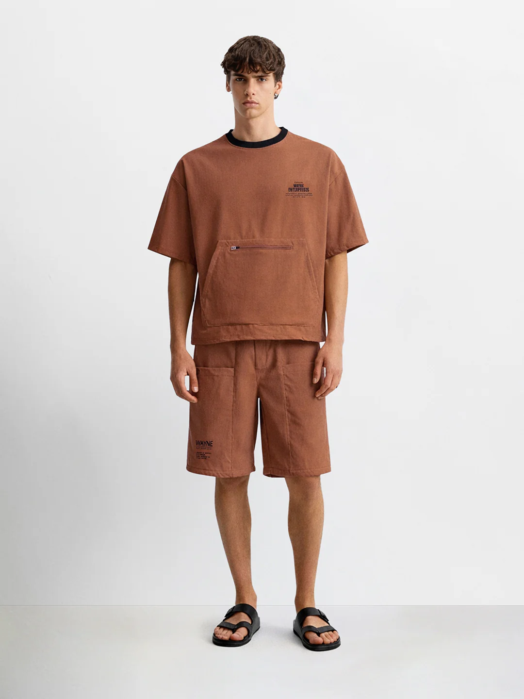 Men's Brown Relaxed Fit Solid Casual Coordinates