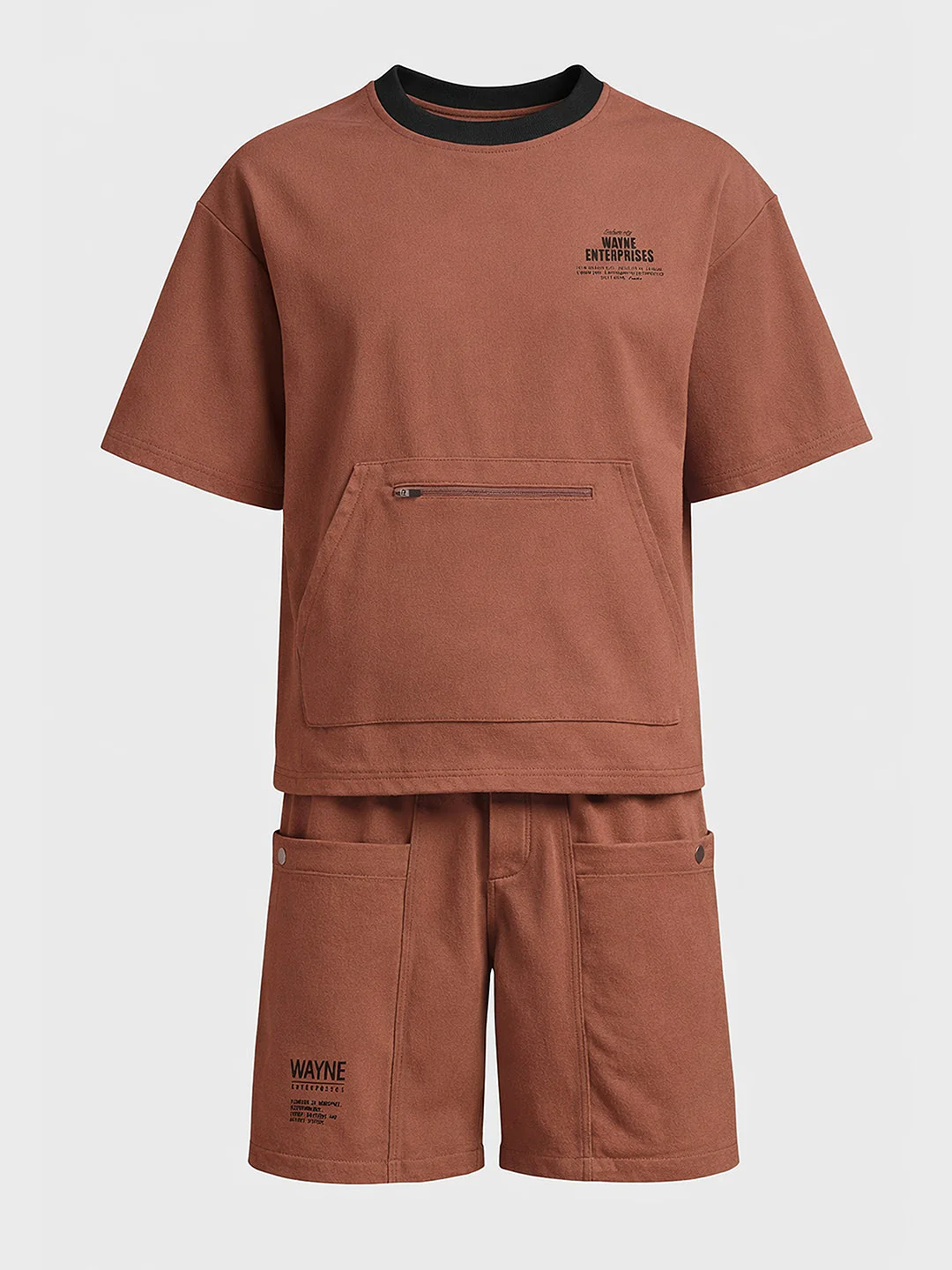 Men's Brown Relaxed Fit Solid Casual Coordinates - Image 4