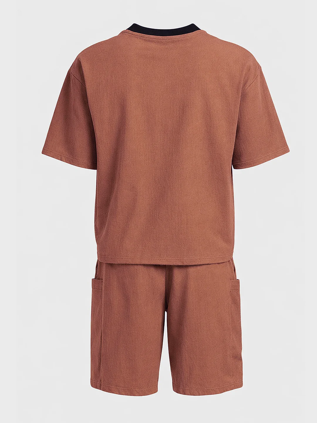 Men's Brown Relaxed Fit Solid Casual Coordinates - Image 5