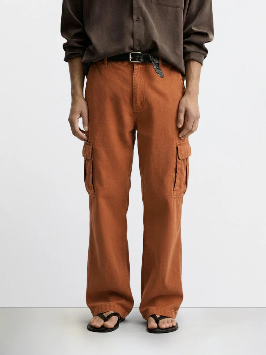 Men's Brown Relaxed Fit Solid Casual Jeans