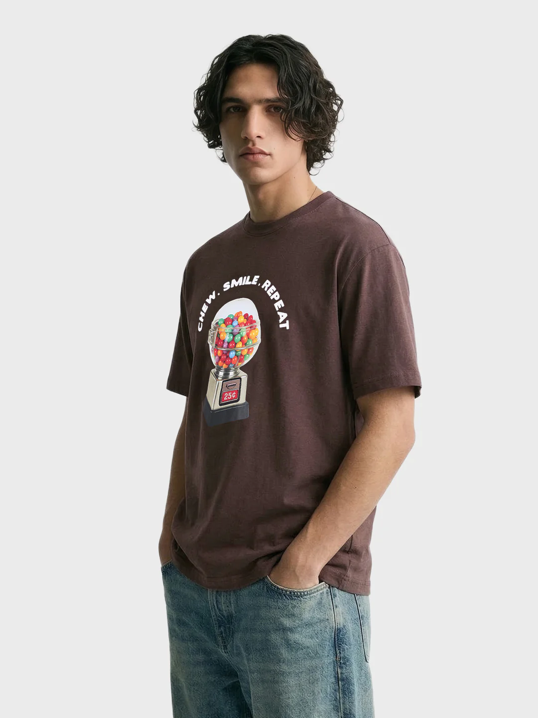Men's Brown Relaxed Fit Printed Casual T-Shirt - Image 4